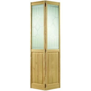 Clear Pine 2 Panel 2 Light Silkscreen Glazed Bi-Fold...