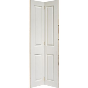 Composite Textured 4 Panel White Square Top Bi-Fold Door 78