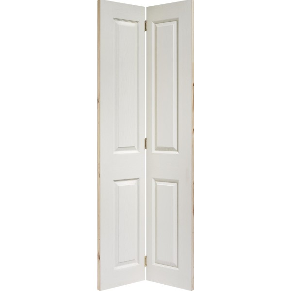 Composite Textured 4 Panel White Square Top Bi-Fold Door 78