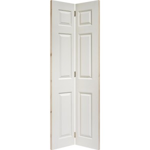 Composite Textured 6 Panel White Square Top Bi-Fold Door 78
