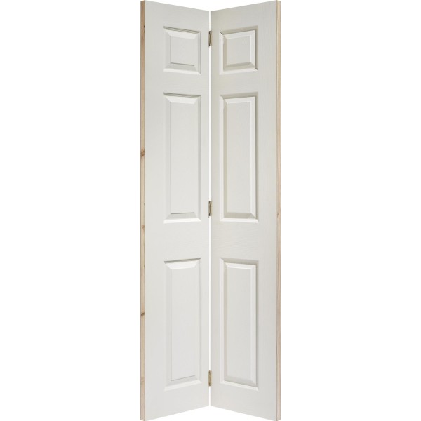 Composite Textured 6 Panel White Square Top Bi-Fold Door 78