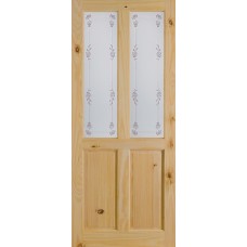 Knotty Pine Richmond Bluebell Silkscreen Glazed Door