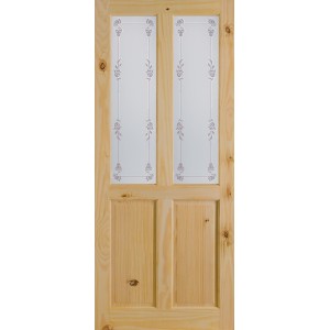 Knotty Pine Richmond Bluebell Silkscreen Glazed Door 78