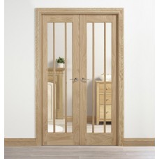 Oak Lincoln Clear Glass Door Pair