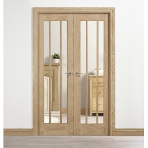 Oak Lincoln Clear Glass Door Pair 78