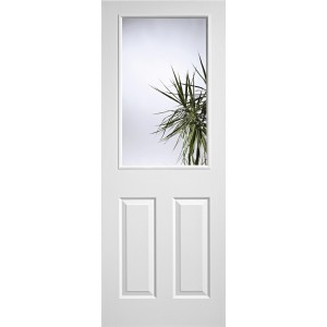 Composite Textured 2 Panel 1 Light Clear Glazed Door 78