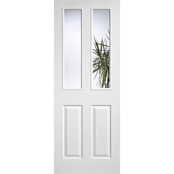 Composite Textured 2 Panel 2 Light Clear Glazed Door 78