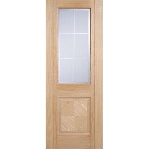 Oak Valencia 1 Panel 1Light Frosted Glazed Pre-Finished Door 78