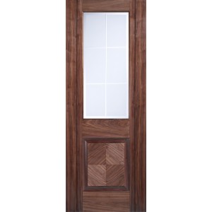 Walnut Valencia 1 Panel 1 Light Frosted Glazed Pre-Finished Door 78