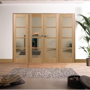 Oslo Oak Room Divider 4L Glazed Pre-Finished 8'