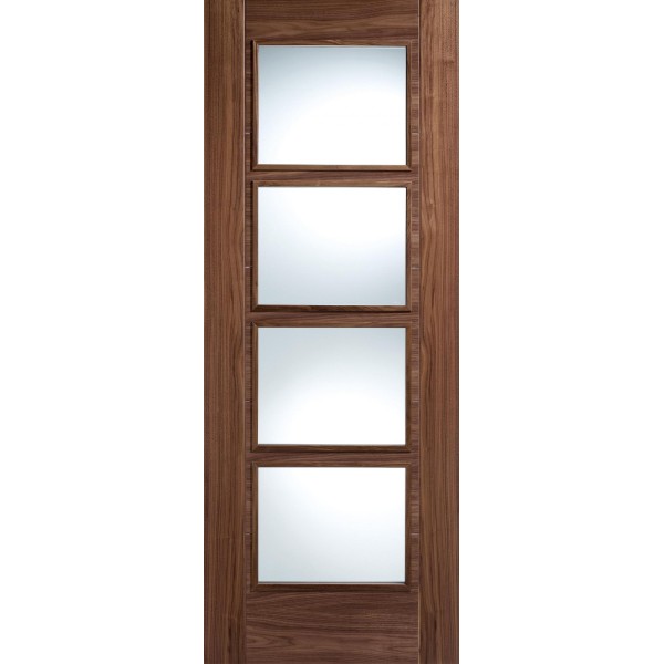 Walnut Vancouver 4 Light Clear Glazed Fire Door 78