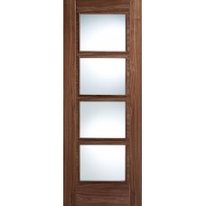 Walnut Vancouver 4 Light Clear Glazed Fire Door