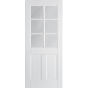 White Primed Canterbury 2 Panel 6 Light Clear Glazed Door
