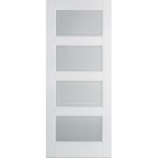 White Primed Contemporary Frosted Glazed Door