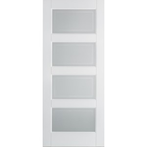 White Primed Contemporary Frosted Glazed Door 78