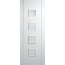 White Primed Florida 4 Light Frosted Glazed Door