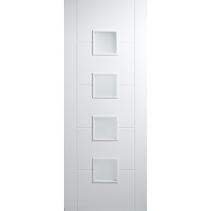White Primed Florida 4 Light Frosted Glazed Door 78
