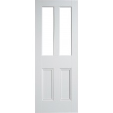 White Primed Malton 2 Panel 2 Light Screenprint Glazed Door