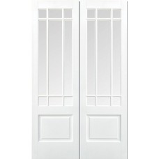 White Primed Downham Clear Glazed Door Pair