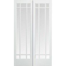 White Primed Manhattan Clear Glazed Door Pair