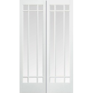 White Primed Manhattan Clear Glazed Door Pair 78