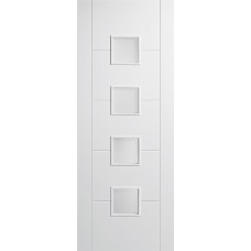 White Primed Vancouver 4 Small Light Clear Glazed Door