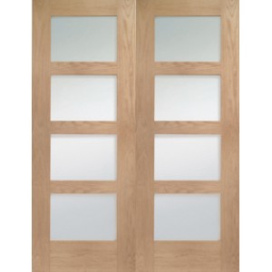 Oak Shaker Pair with Clear Glass 1981x1067x40mm