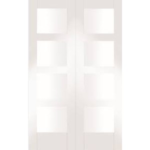 White Primed Shaker Pair with Clear Glass 1981x1220x40mm