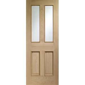 Malton Oak Fire Door with Clear Glass and Non Raised...
