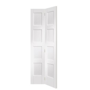 Shaker White Primed 4 Panel Bi-Fold with Clear Glass...