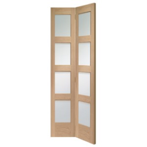 Shaker Oak Bi-Fold With Clear Glass 1981x762x35mm
