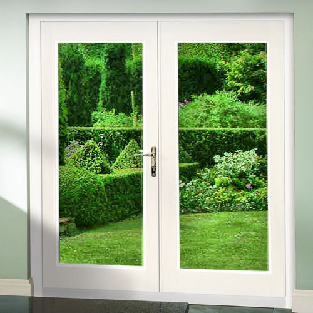 White La Porte French Doorset 4' Brass 1190x2074mm