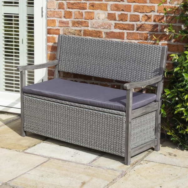 Alderley Rattan Storage Bench Grey