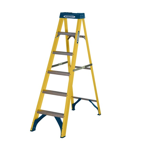 Werner Fibreglass Swingback Stepladder 6 Tread