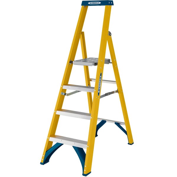 Werner Fibreglass Platform Stepladder 4 Tread