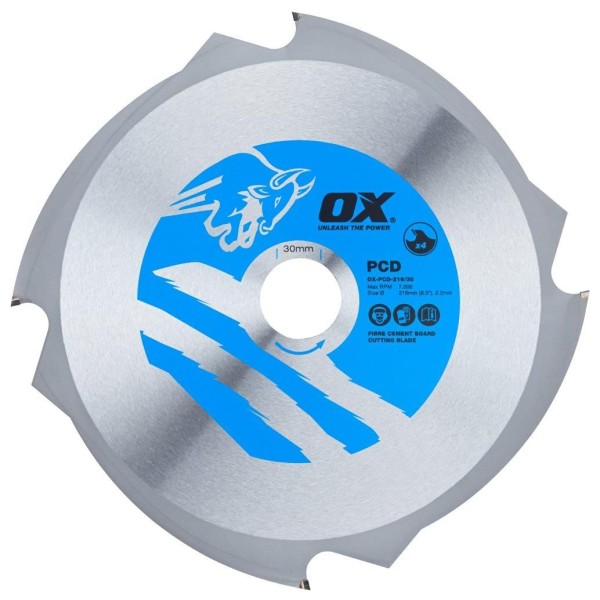 OX Fibre Cement PCD Cutting Blade 190/30mm, 4 Teeth