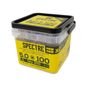 Spectre Woodscrew 5.0x100mm Tub 300 Yellow Zinc