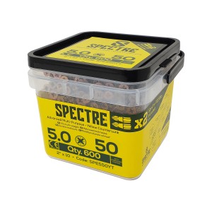 Spectre Woodscrew 5.0x50mm Tub 600 Yellow Zinc