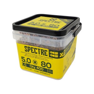 Spectre Woodscrew 5.0x80mm Tub 400 Yellow Zinc