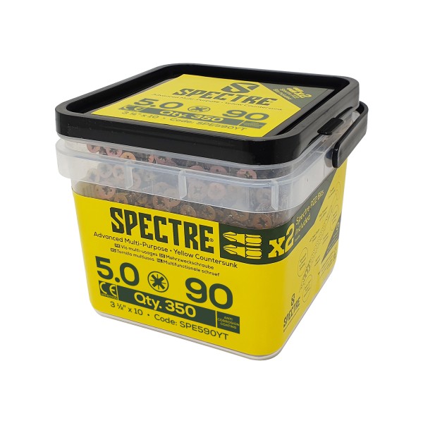 Spectre Woodscrew 5.0x90mm Tub 350 Yellow Zinc