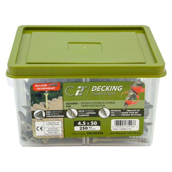 C2 Decking Screw TX20 CSK GRN - 4.5 x 50 - 250 PCS