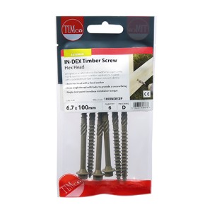 Hex Head Timber Screw - Green 6.7x100 6 PCS