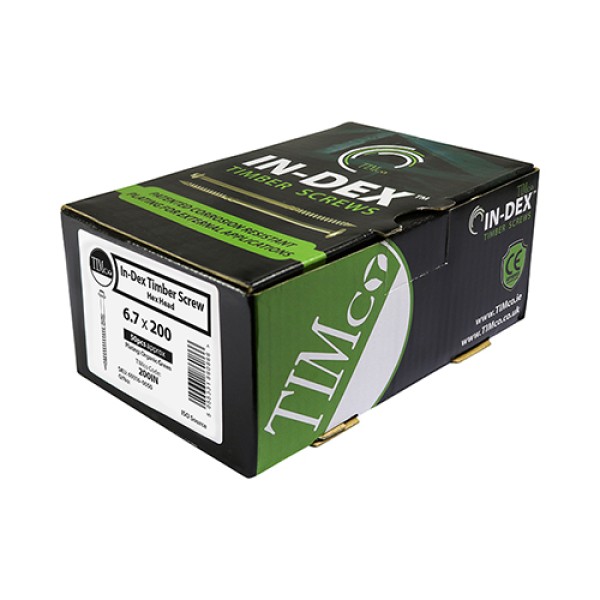 Hex Head Timber Screw - Green 6.7x100 50 PCS
