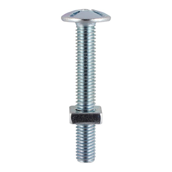 Roofing Bolt & SQ Nut - BZP - M6 x 25 - 10 PCS