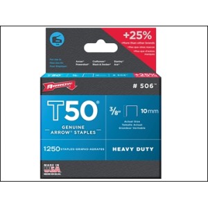 Arrow Staples T50 10mm 1250 Pk